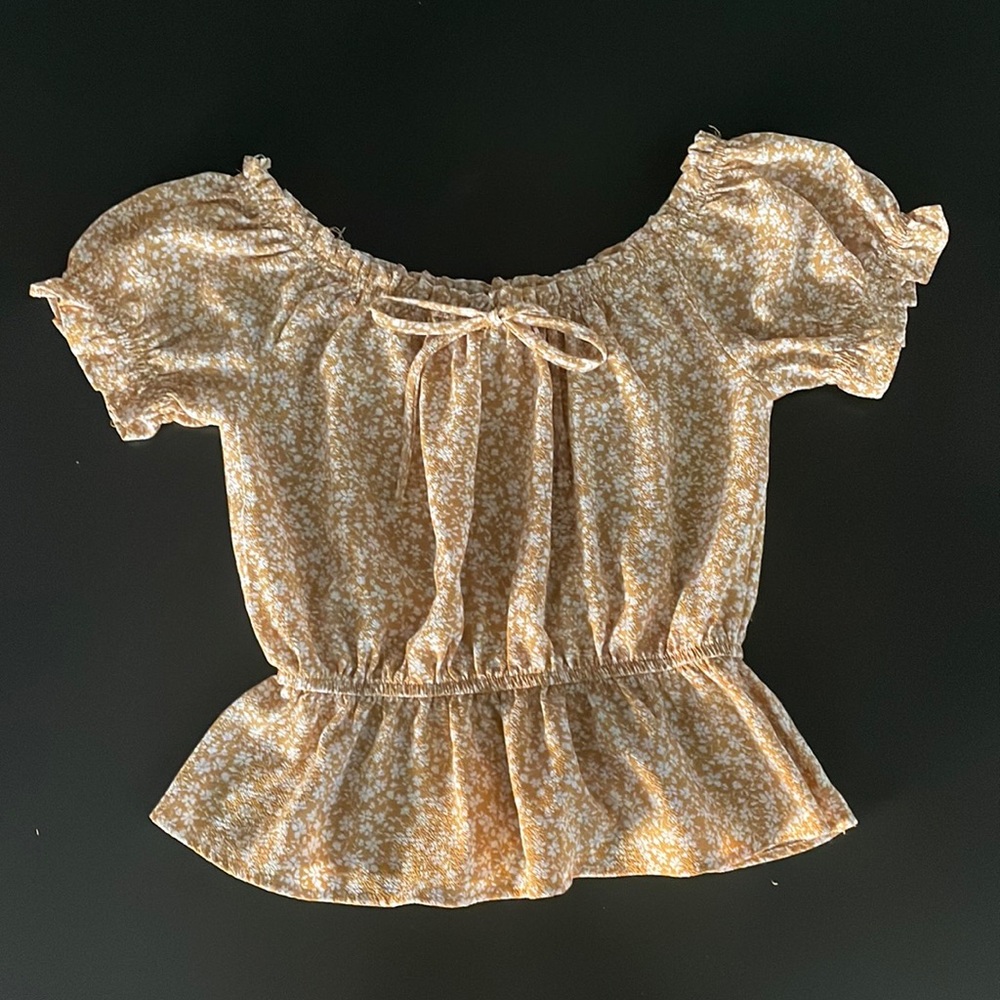 One Clothing Floral Mustard Blouse
